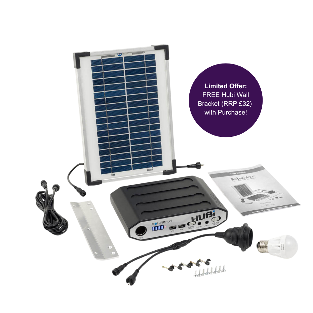 Hubi Work 16 LED Bulb - solar light and power kit for a small shed, greenhouse or workshop up to 16 square metres