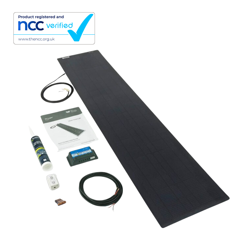 60W Flexi Solar Panel Roof and Deck Top Kit - black rear exit